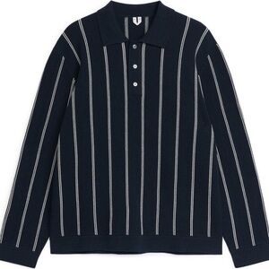 Arket Navy and White Striped Jumper size Small